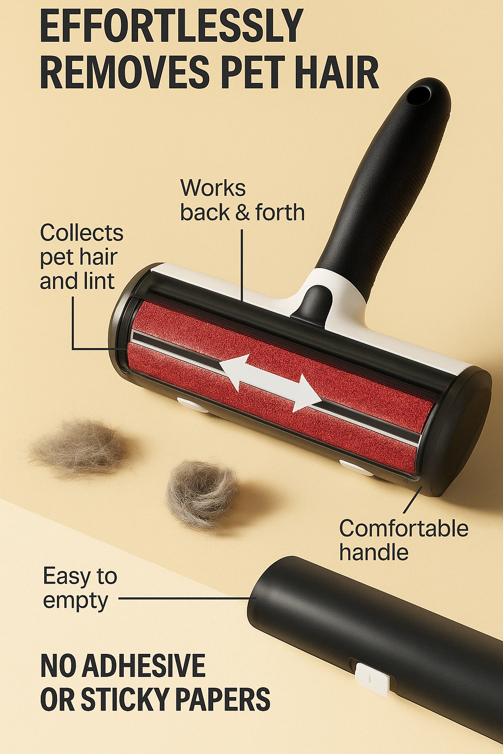"JFen Pet Hair Remover Roller – Reusable Lint Roller for Clothes, Furniture, and Car Seats